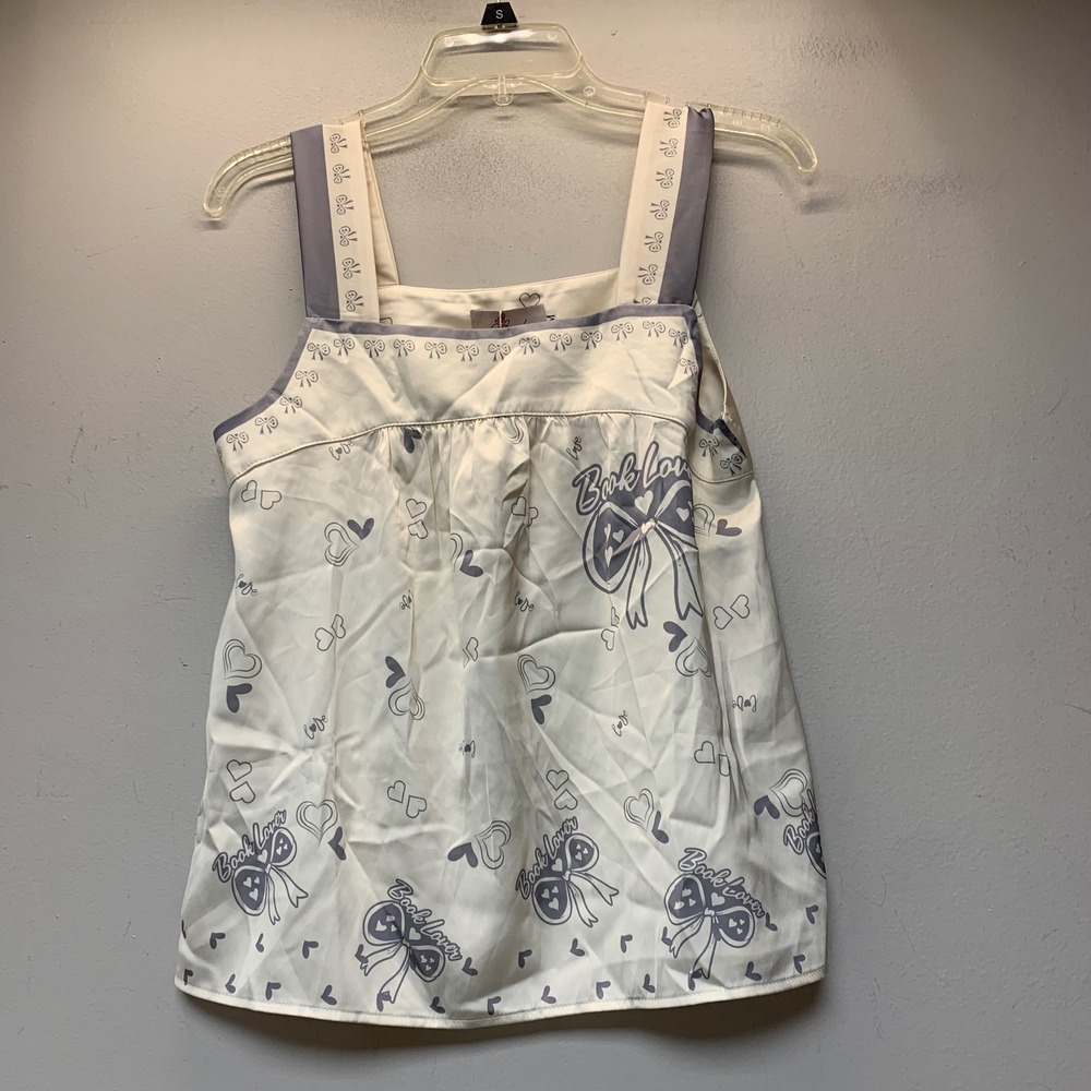 Bamby Camisole Top Womens Medium Cream NWT Book Lover Bow Heart Luxury Homewear